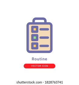 routinemäßige Vektorgrafik von Symbolen. Routine-Icon-Farbdesign.