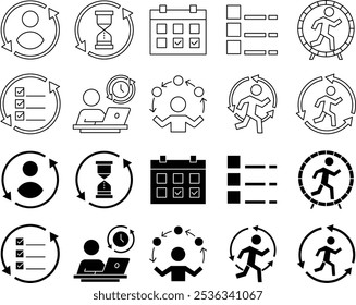 routine icon vector set with two styles