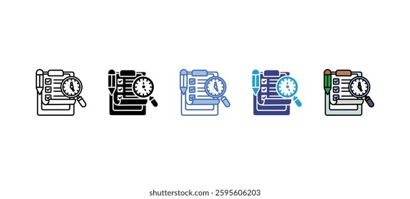 Routine inspection icons sets with five style variations
