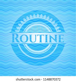 Routine light blue water style badge.