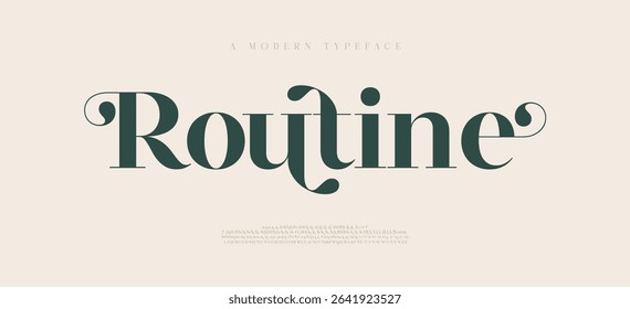 Routine minimal luxury font alphabet logo. Typography beauty fashion elegant minimalist serif italic fonts decorative wedding vintage retro logos. vector illustration
