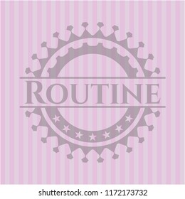 Routine pink emblem. Retro
