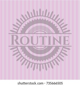 Routine pink emblem. Retro