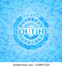 Routine realistic sky blue emblem. Mosaic background