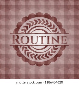 Routine red geometric emblem. Seamless.