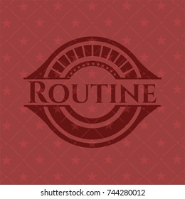 Routine retro style red emblem
