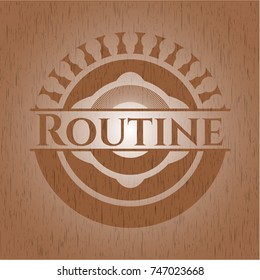 Routine retro style wood emblem