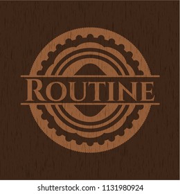 Routine retro wooden emblem