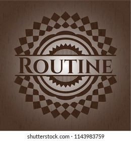 Routine retro wooden emblem
