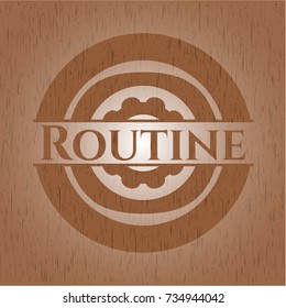 Routine retro wooden emblem