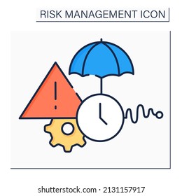 Routine risks color icon. Procedures and activities that are carried out formally as current work of regular management service.Business concept. Isolated vector illustration