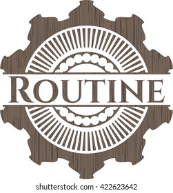 Routine wooden emblem. Vintage.