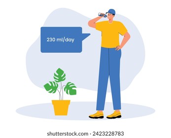 Routinely drink water every day with a good dose, weight loss vector illustration.