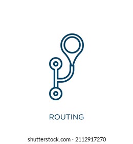 routing icon. Thin linear routing outline icon isolated on white background. Line vector routing sign, symbol for web and mobile