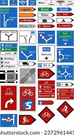 Routing indication signs on main and minor roads, Road signs in Switzerland and Liechtenstein