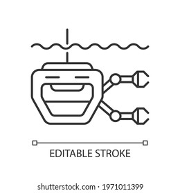 ROV linear icon. Remotely operated underwater vehicle is tethered underwater mobile device. Thin line customizable illustration. Contour symbol. Vector isolated outline drawing. Editable stroke