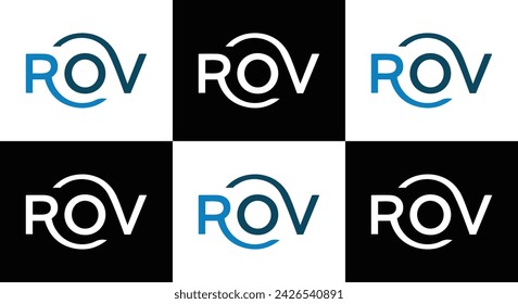 ROV logo. R O V design. White ROV letter. ROV, R O V letter logo design. Initial letter ROV linked circle uppercase monogram logo