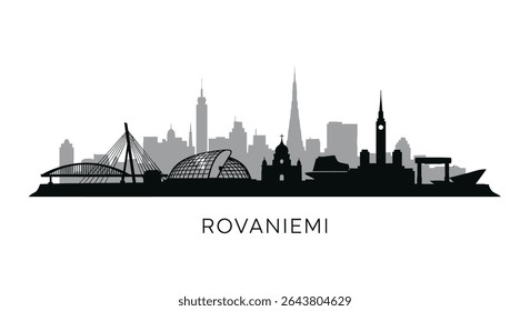 Rovaniemi Finland Skyline Silhouette Black.