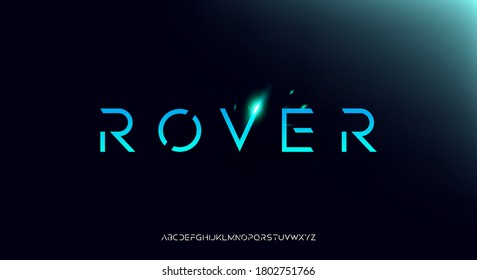 Rover, an Abstract technology futuristic alphabet font. digital space typography vector illustration design