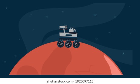 rover on mars explores mars. flat concept vector