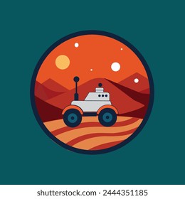 Rover Robot Landed On Mars Flat Design for Sticker