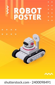 Rover robot poster for print and design. Vector illustration.
