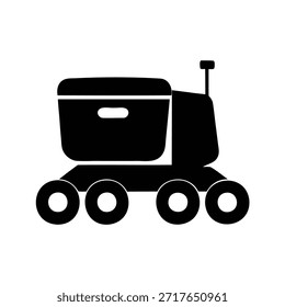 A rover vehicle designed for space exploration and transportation on celestial bodies, autonomous delivery robot silhouette illustration