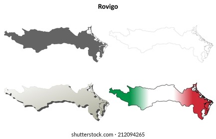 Rovigo blank detailed outline map set - vector version