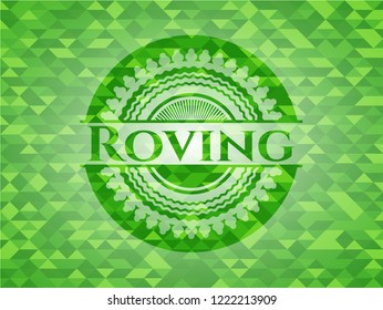 Roving green emblem with mosaic ecological style background