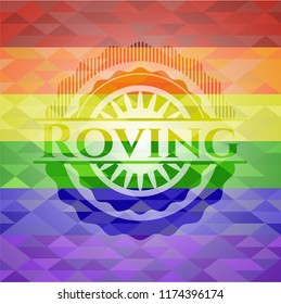 Roving on mosaic background with the colors of the LGBT flag