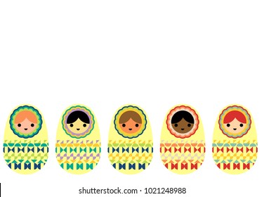 A row of 5 babies of different ethnicity, with space to add your own text. 