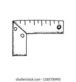 row angle ruler tool. small sketch isolated on white background.