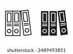 Row of binders icon line and flat icons set, Well designed icon of file folders, Paper book binder symbol suitable for apps and websites UI designs.