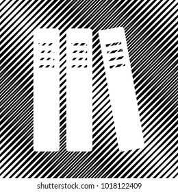 Row of binders, office folders icon. Vector. Icon. Hole in moire background.