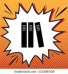 Row of binders, office folders icon. Vector. Comics style icon on pop-art background.