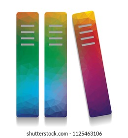 Row of binders, office folders icon. Vector. Colorful icon with bright texture of mosaic with soft shadow on white background. Isolated.