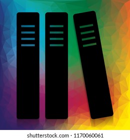 Row of binders, office folders icon. Vector. Flat style black icon on white.