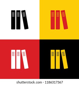 Row of binders, office folders icon. Vector. Icons of german flag on corresponding colors as background.