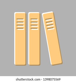 Row of binders, office folders icon. Emboss effect with light orange icon on gray background.