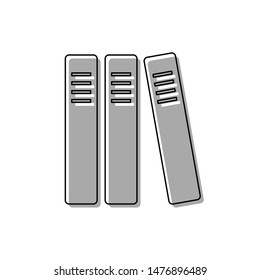 Row of binders, office folders icon. Black line icon with gray shifted flat filled icon on white background. Illustration.