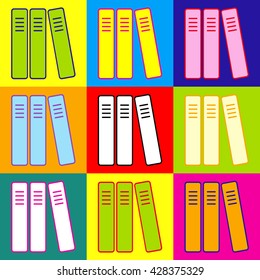 Row of binders, office folders icon