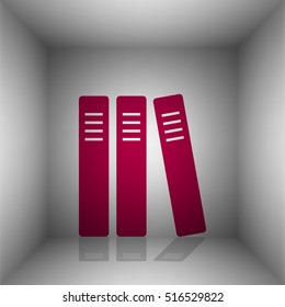 Row of binders, office folders icon. Bordo icon with shadow in the room.