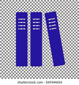 Row of binders, office folders icon. Blue icon on transparent background.