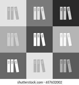 Row of binders, office folders icon. Vector. Grayscale version of Popart-style icon.