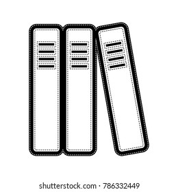 Row of binders, office folders icon. Vector. Flat style black icon on white.