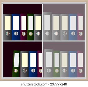 row of binders at shelf vector