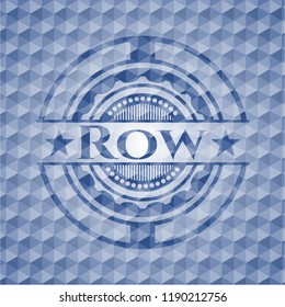 Row blue polygonal badge.