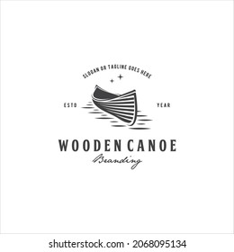 Row Boat Canoe Wooden Logo Design Vector Image