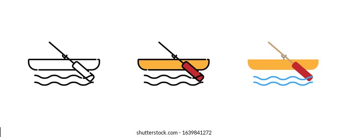 row boat with paddle  icon set isolated on white background for web design 