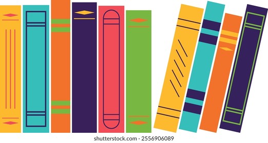 Row books, design element. Vector illustration in flat style, 10 eps.